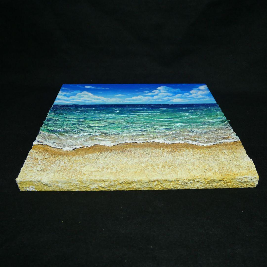 【油絵】木製パネル絵画【砂浜の海】