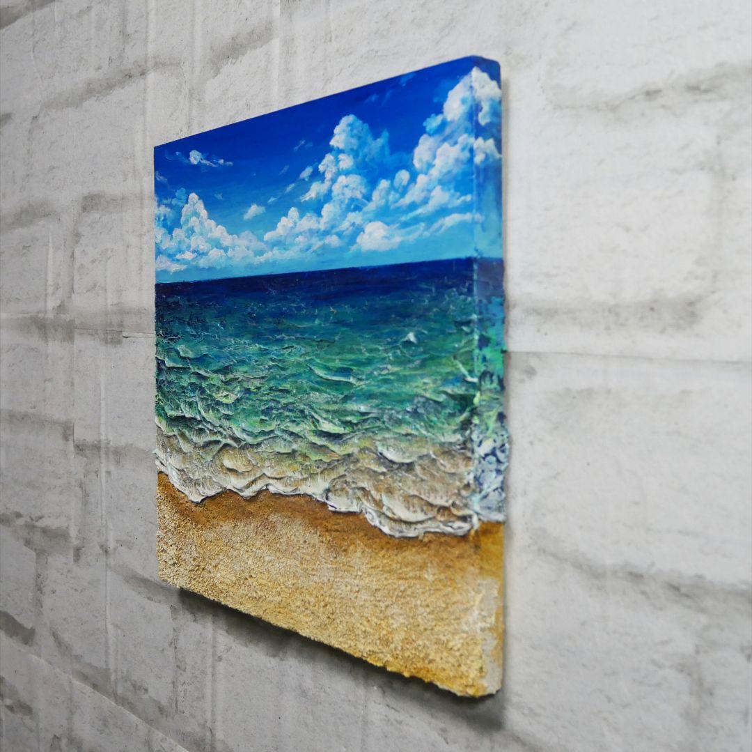 【油絵】木製パネル絵画【砂浜の海】