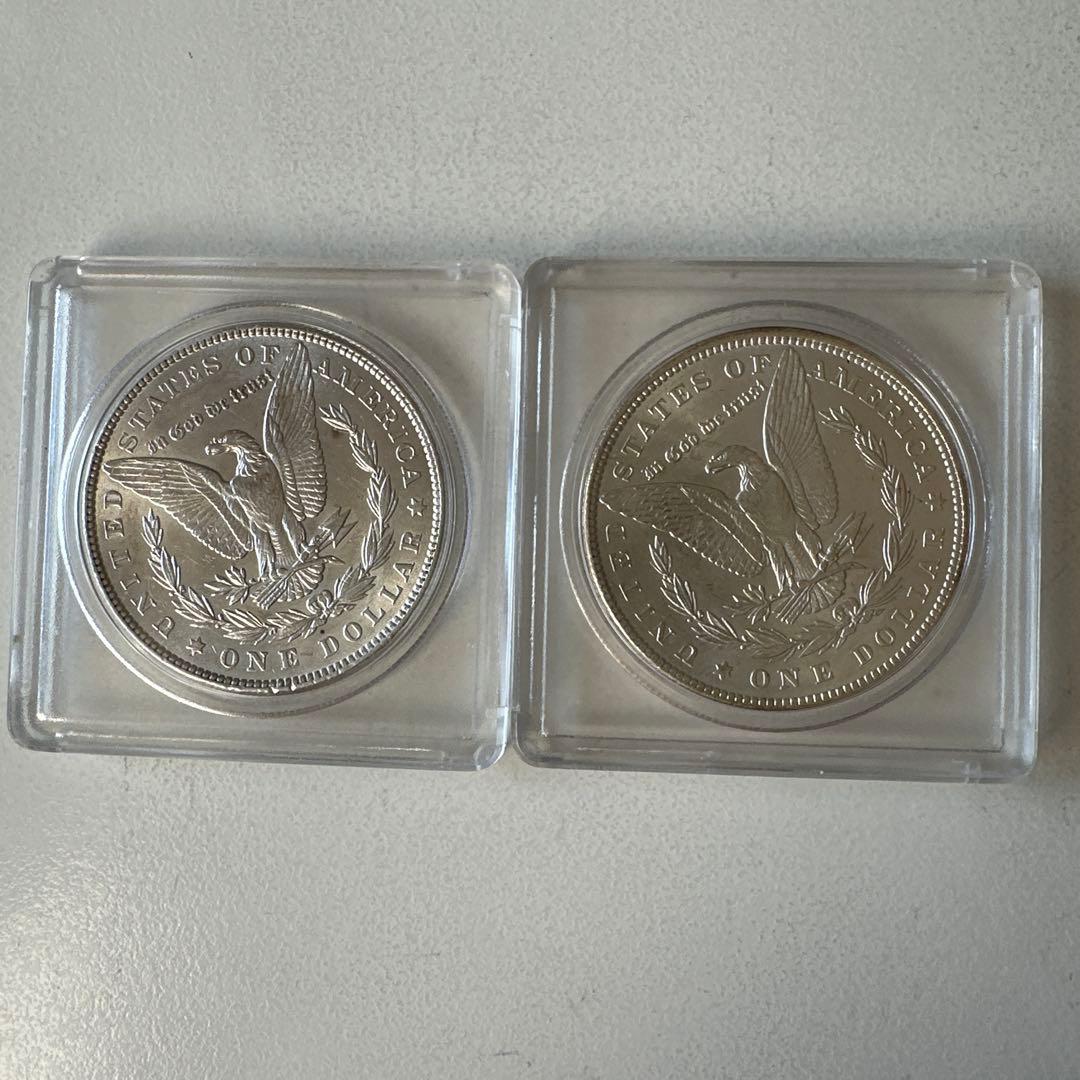 1886年と1889年製造　米国モーガンダラー1ドル銀貨X 2枚