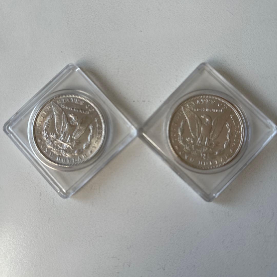1886年と1889年製造　米国モーガンダラー1ドル銀貨X 2枚