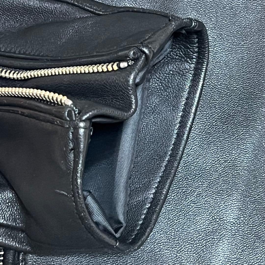 【美品】レザージャケット シングルライダース ノーカラー 3 STUDIOUS