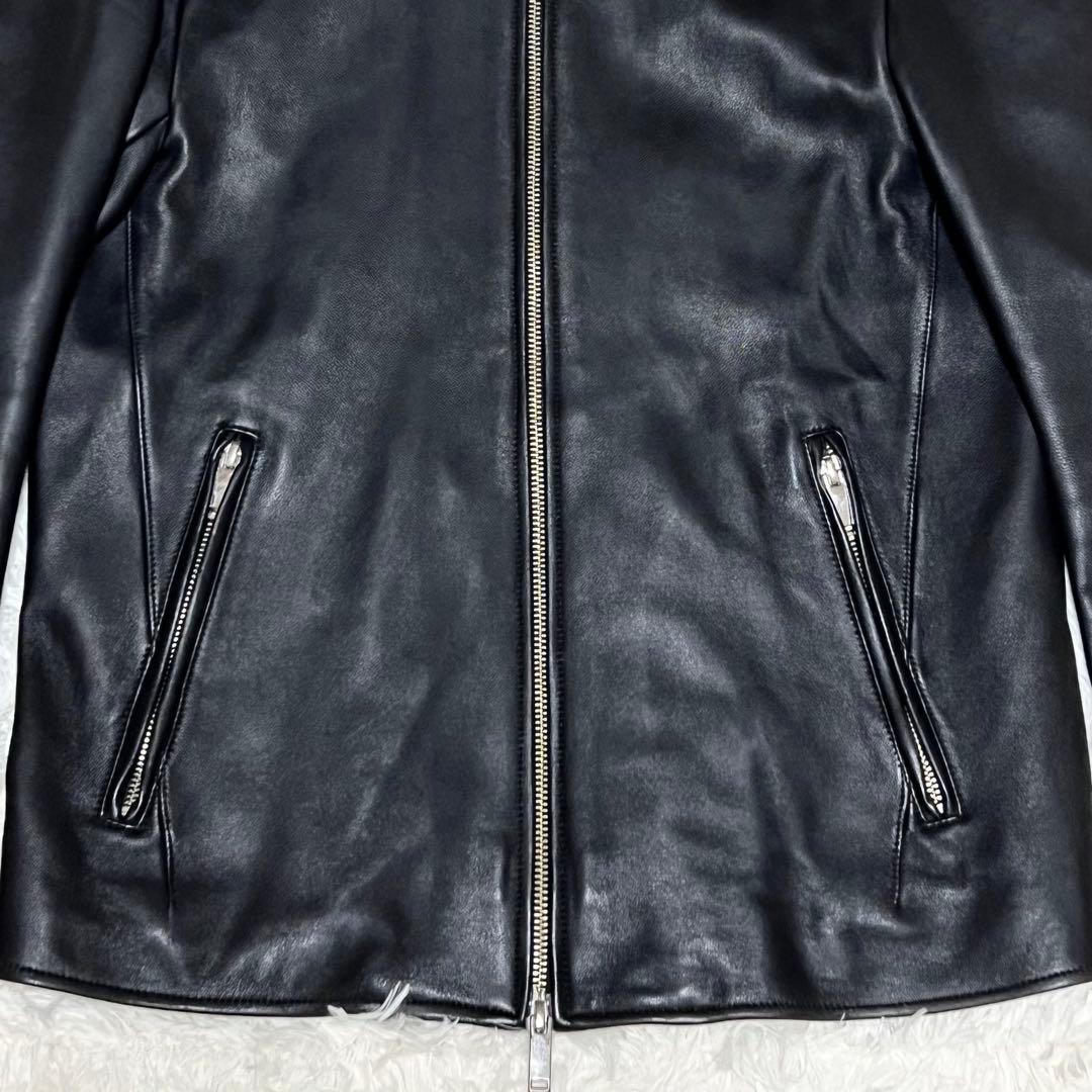 【美品】レザージャケット シングルライダース ノーカラー 3 STUDIOUS