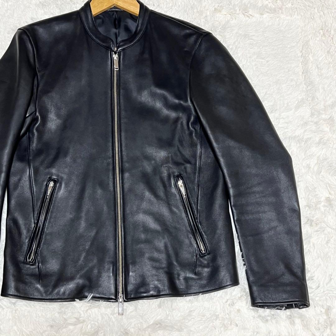 【美品】レザージャケット シングルライダース ノーカラー 3 STUDIOUS