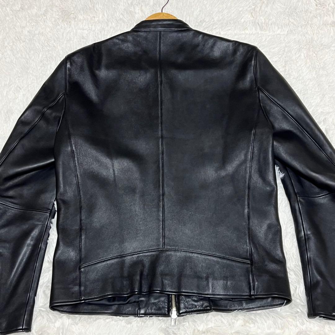 【美品】レザージャケット シングルライダース ノーカラー 3 STUDIOUS