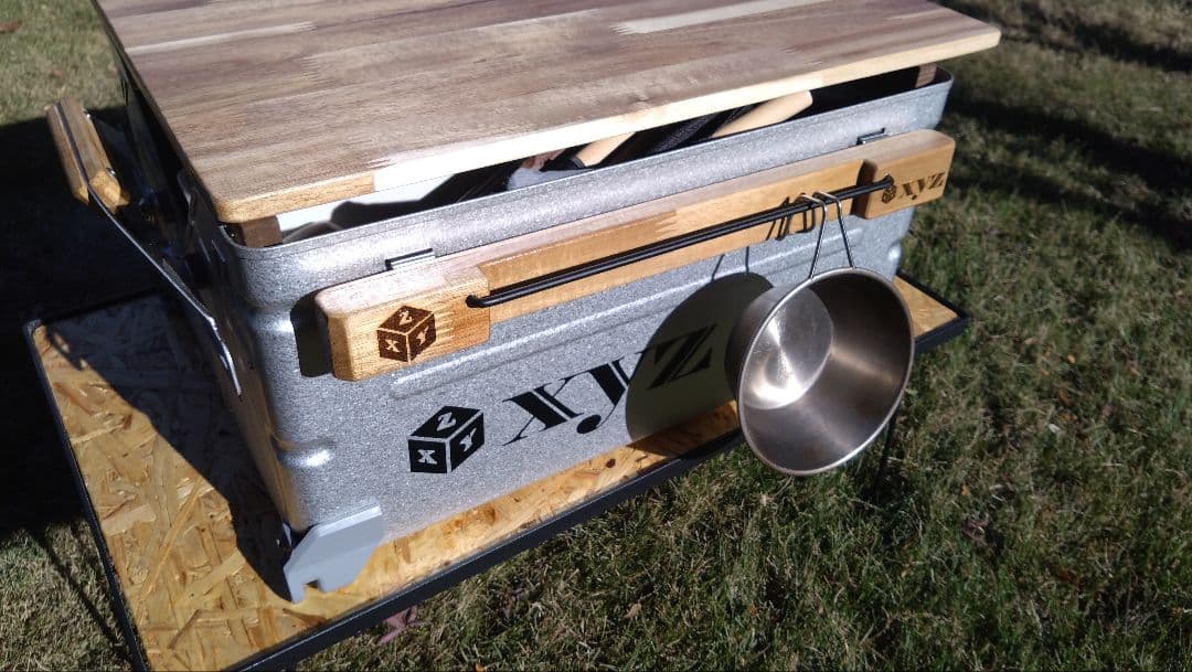 スノーピーク　シェルフコンテナ25用　スライド天板＆サイドテーブル＆サイドバー①