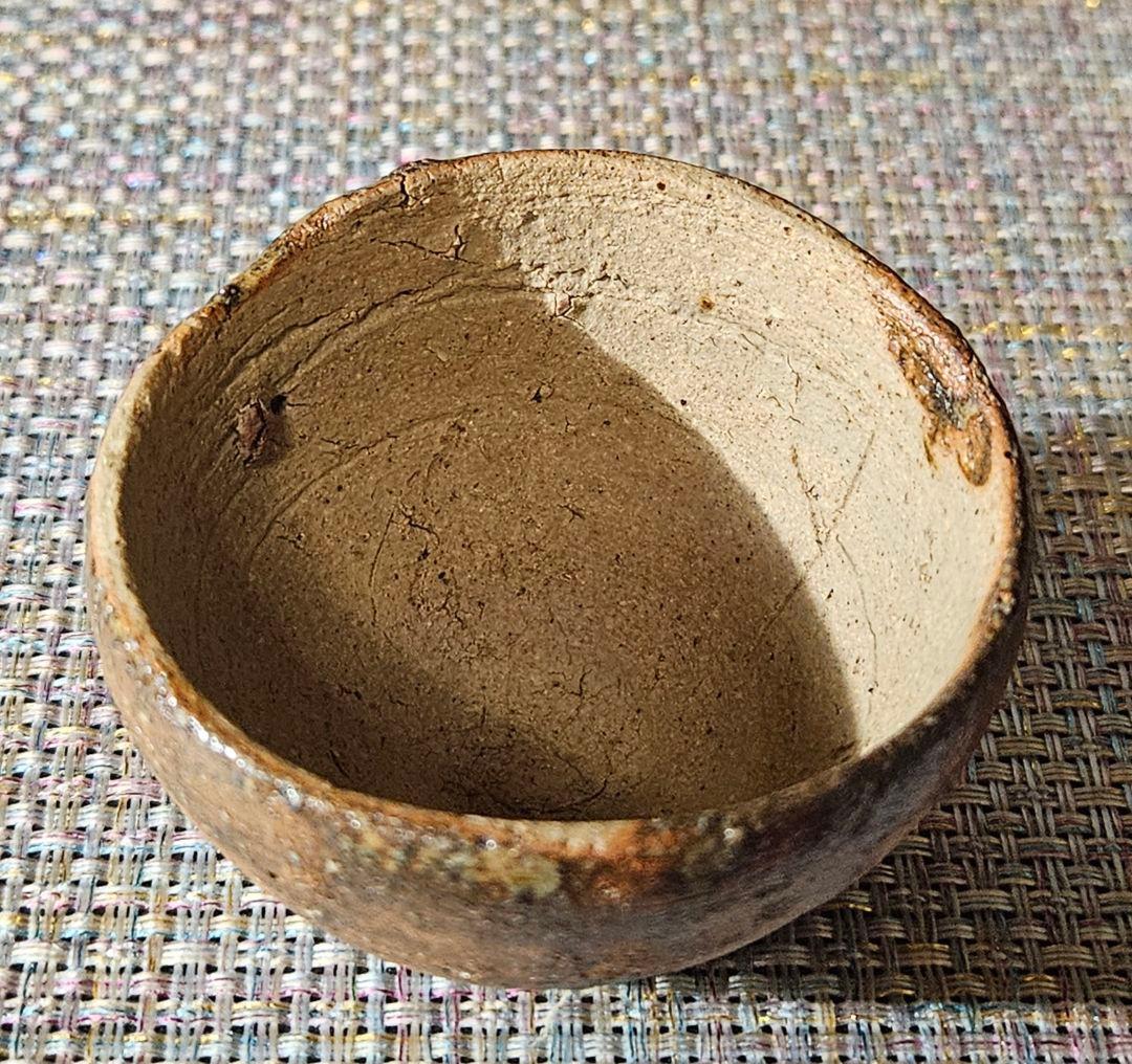 江戸時代　古信楽系　油揚げ手　ぐい呑　酒杯　盃　酒器　土もの　 古陶磁器