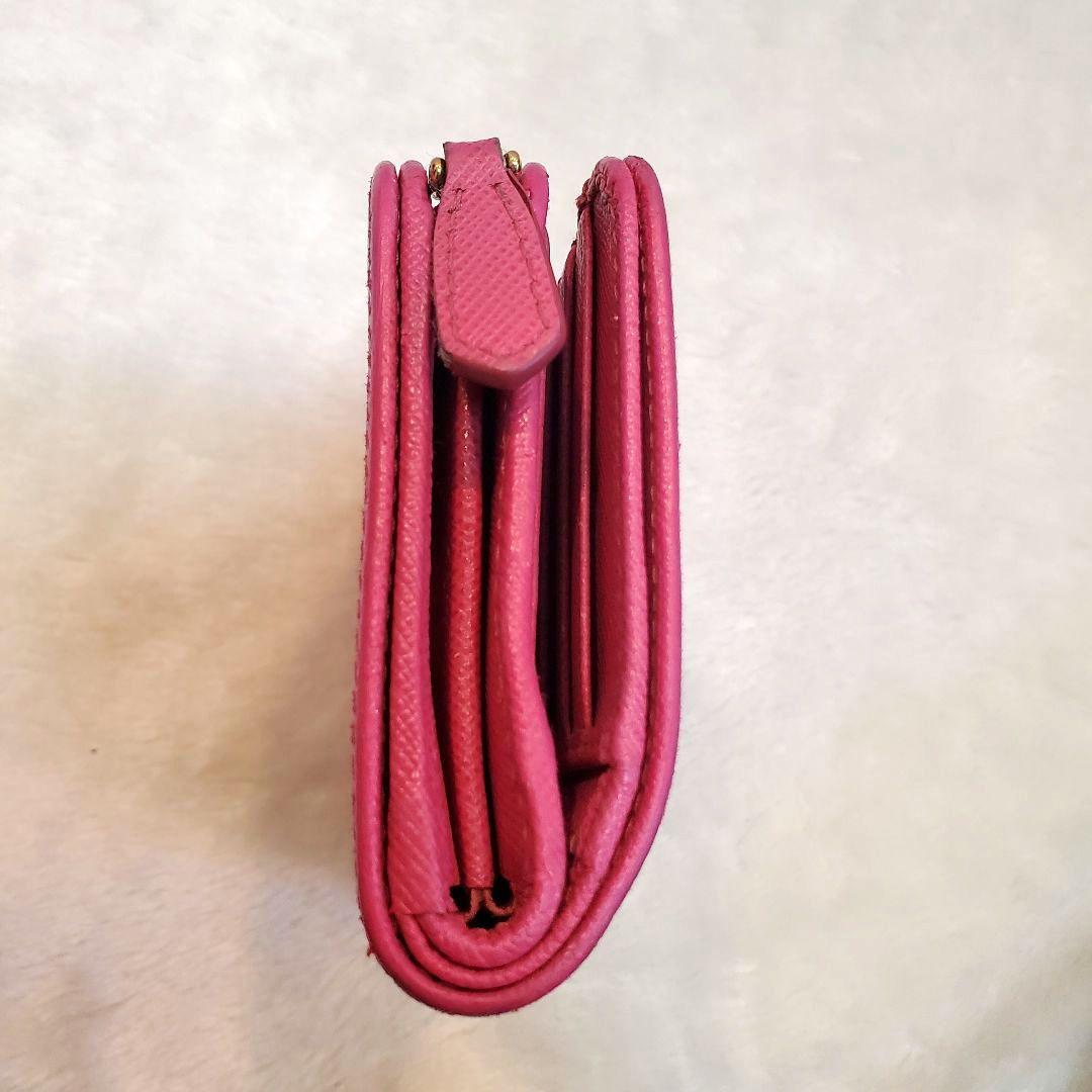 美品 PRADA プラダ サフィアーノ 二つ折り財布 ピンク系