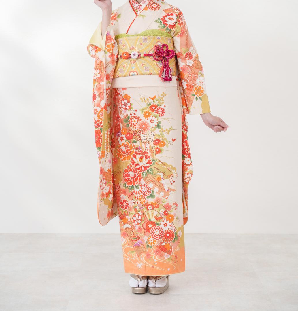 ≪美品≫正絹　振袖９点フルセット【737】【150cm~160cmの方用】