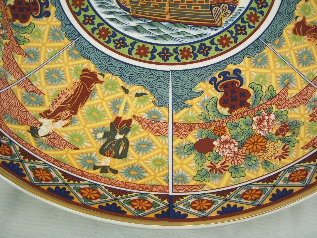横浜物語・オランダ・大絵図大皿・１枚・直径427mm・作家物・共箱付・USED品