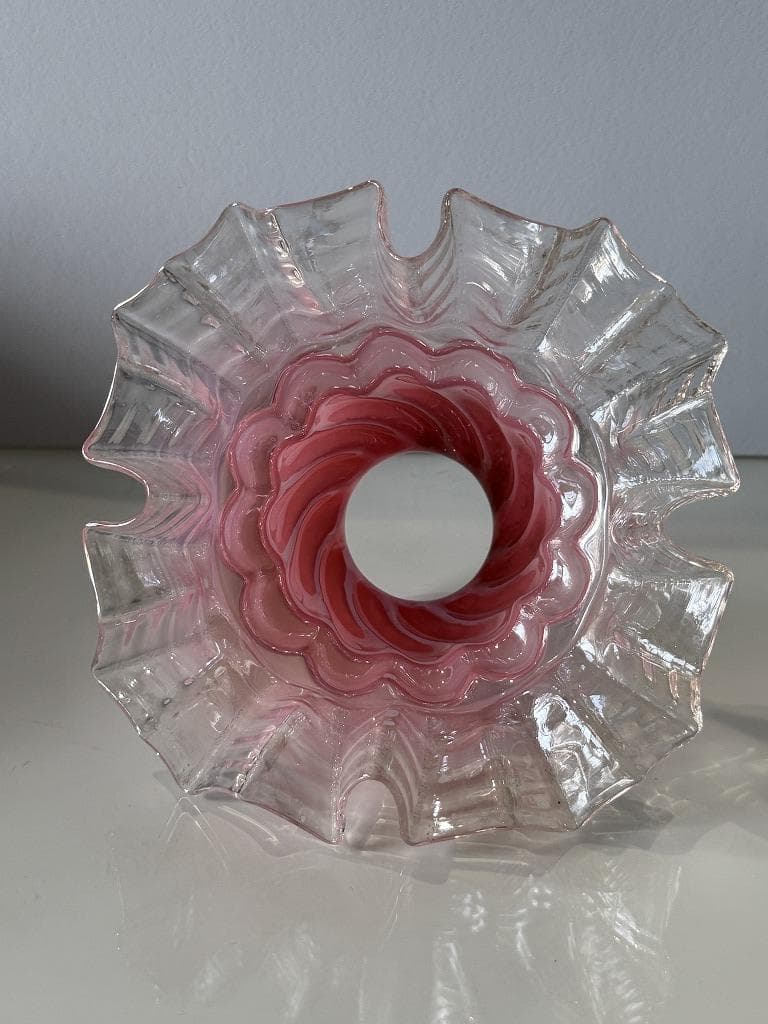 ⑦ 英国アンティーク　ピンクとオパールセンド　ランプシェード フリル