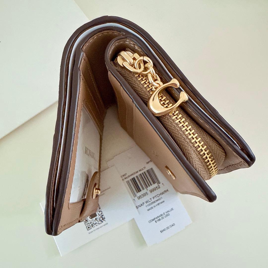 COACH コーチ　折り財布　パッチワーク　パイソンスネーク　ブラウン　スエード