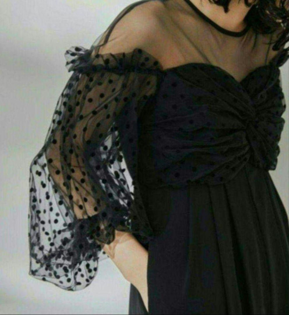 DouDou flocky dot dress　ブラック L