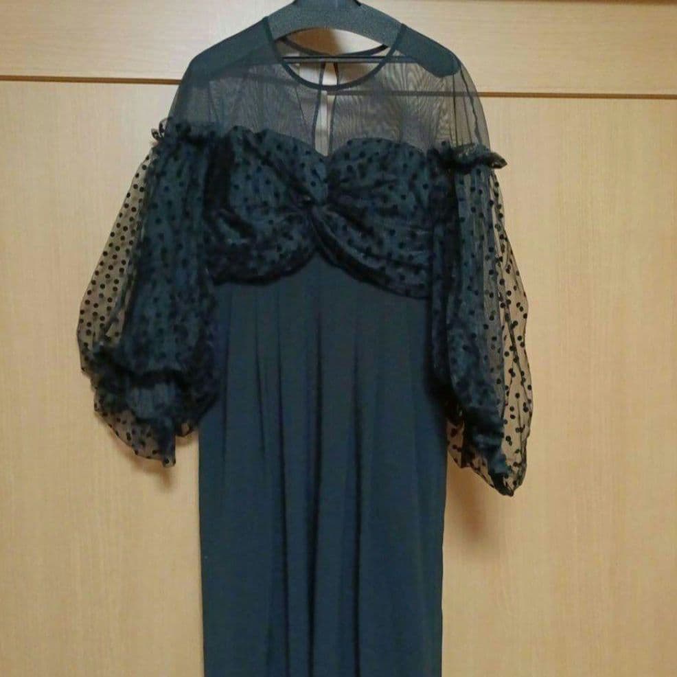 DouDou flocky dot dress　ブラック L