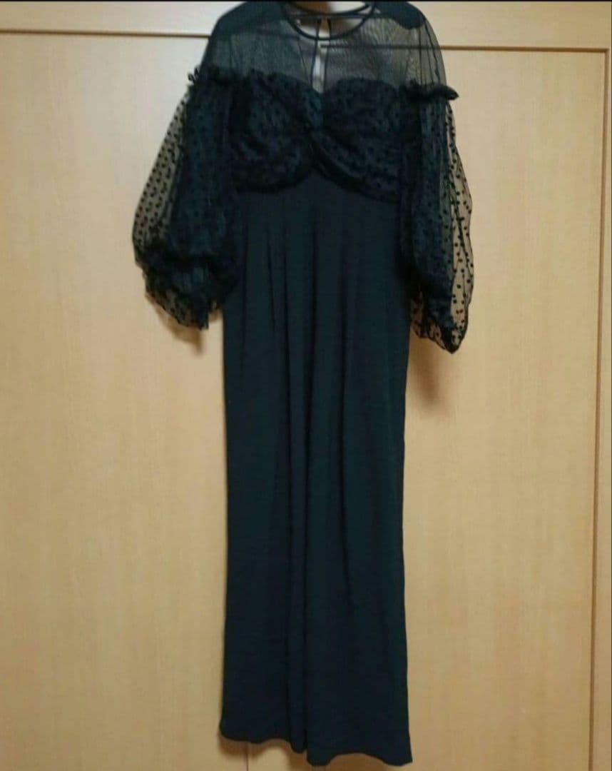 DouDou flocky dot dress　ブラック L