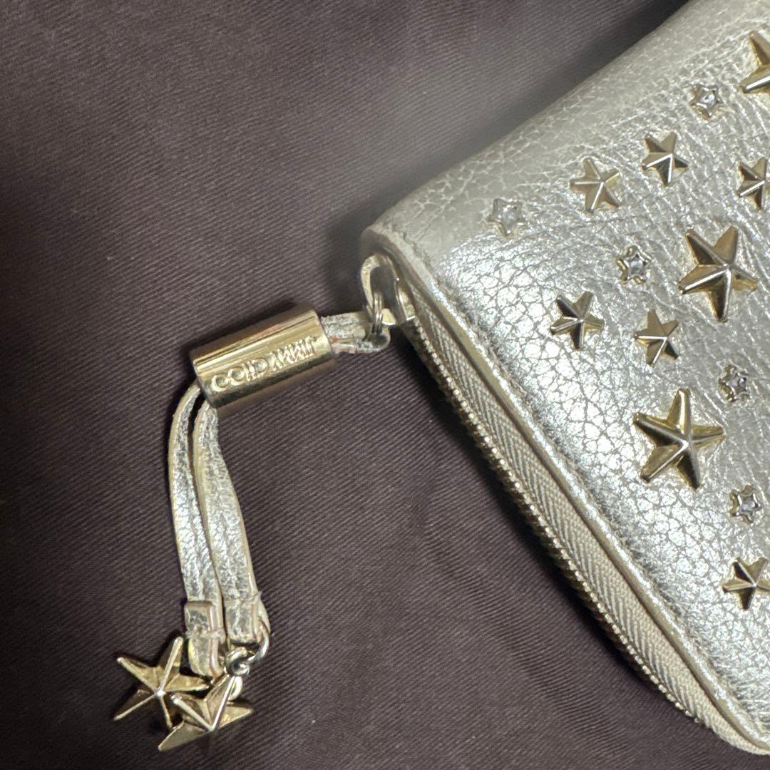 jimmy choo 財布　スタッズ　ゴールド