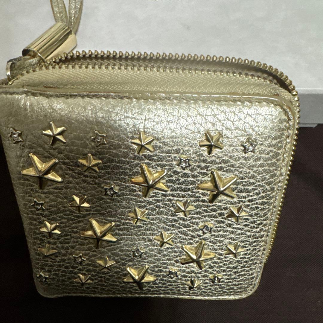 jimmy choo 財布　スタッズ　ゴールド