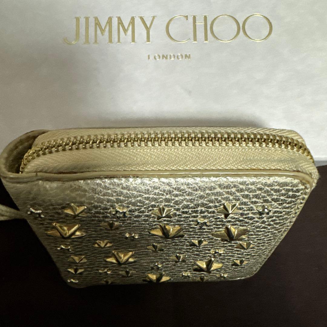 jimmy choo 財布　スタッズ　ゴールド