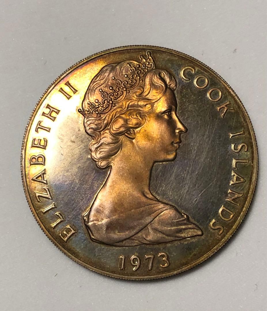 1973年 クック諸島 2ドル銀貨 エリザベス2世 即位25周年記念 美麗トーン