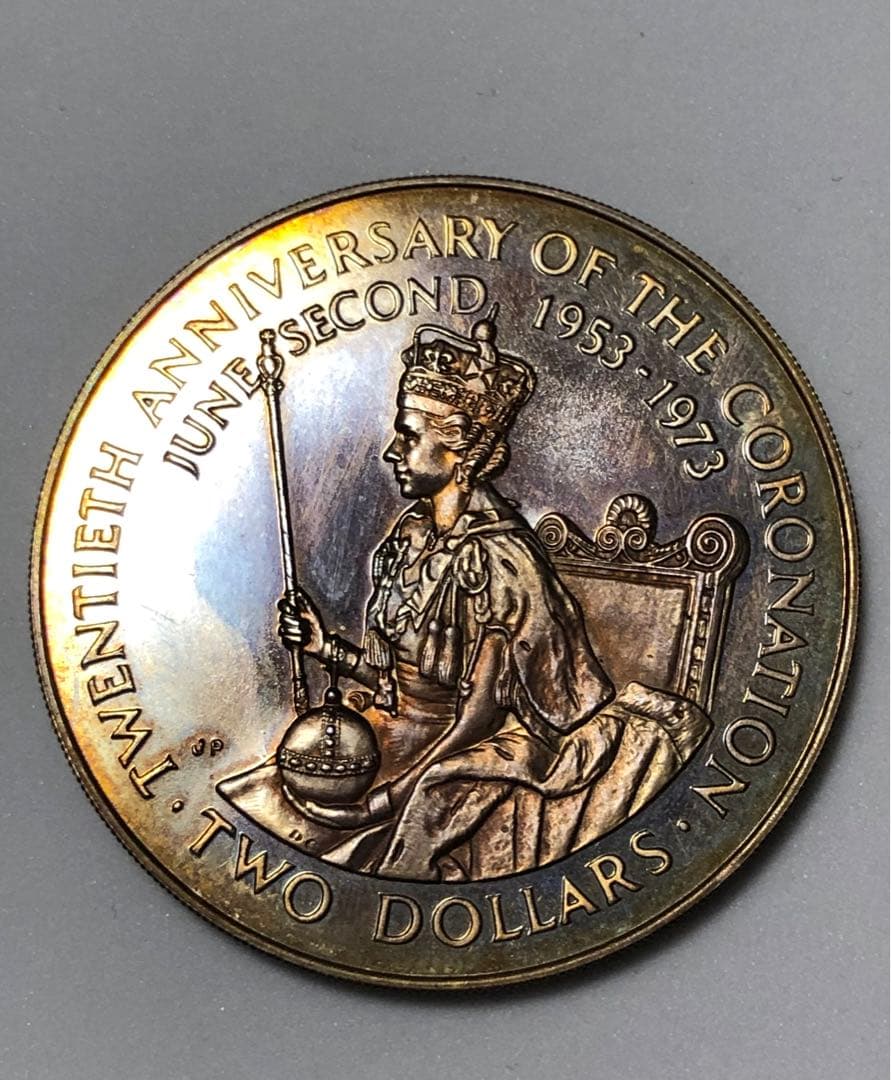 1973年 クック諸島 2ドル銀貨 エリザベス2世 即位25周年記念 美麗トーン