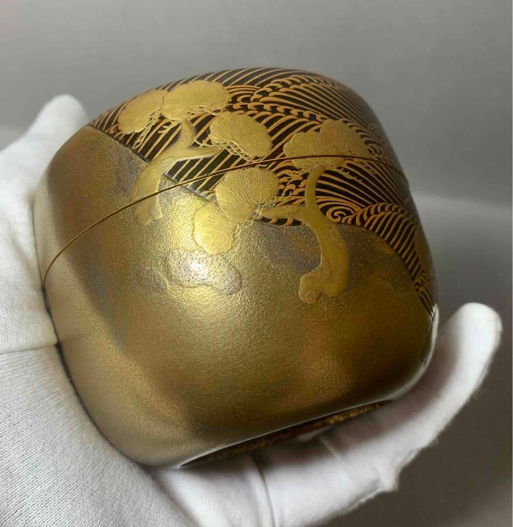 茶道具　海島鶴蒔絵大棗　裏千家　淡々斎　お書付