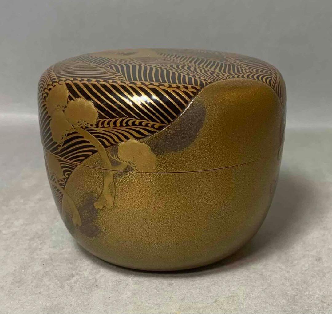 茶道具　海島鶴蒔絵大棗　裏千家　淡々斎　お書付