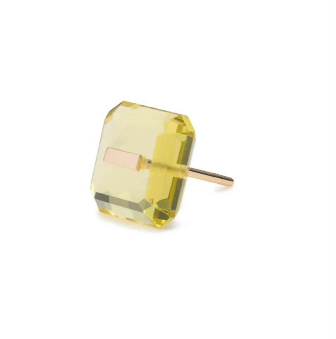 美品hirotaka ヒロタカ　スクエア ストーン ピアス / レモンクオーツ