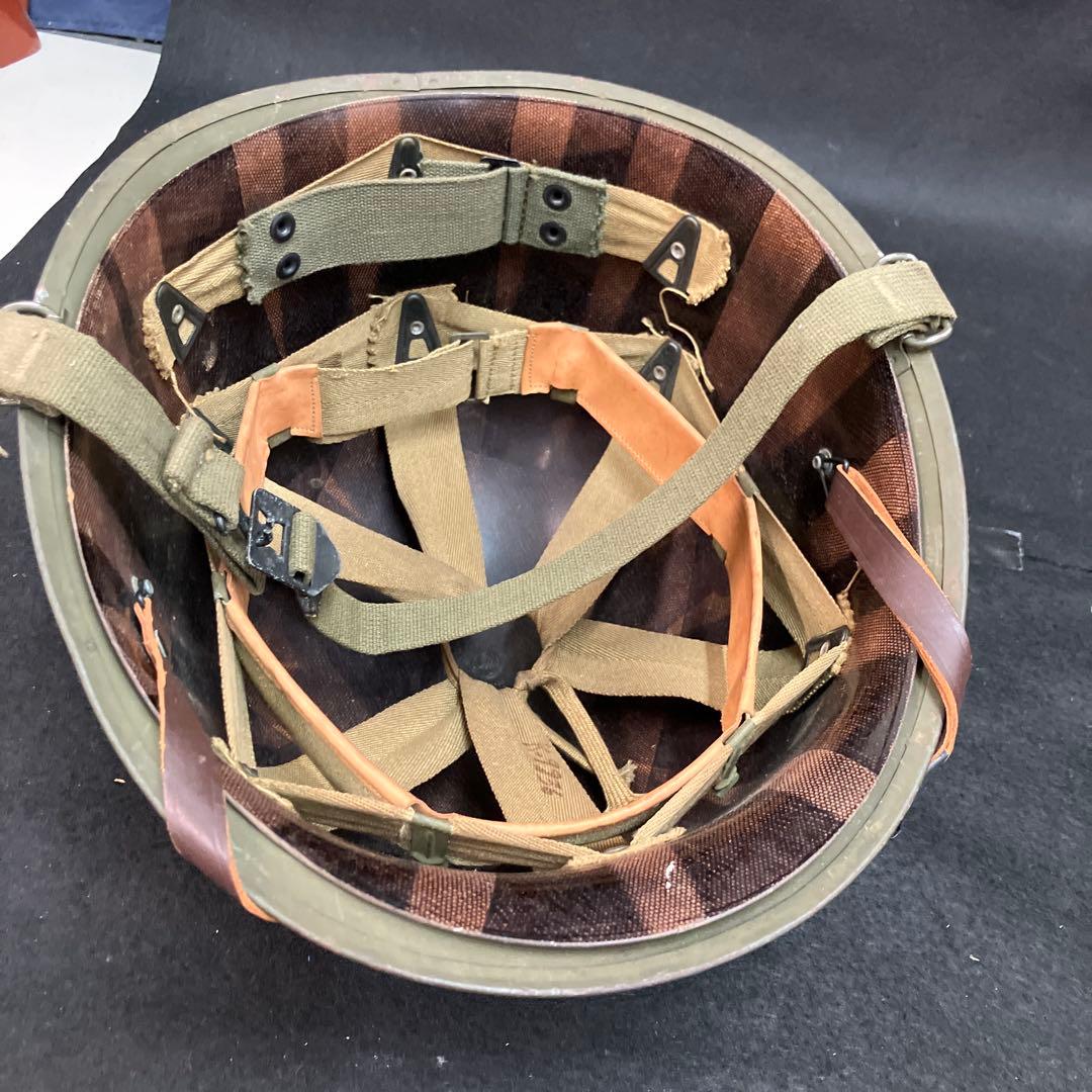 H*Q様 米軍 実物 二次戦 ナム戦 空挺M1ヘルメット シェル ライナー デッ