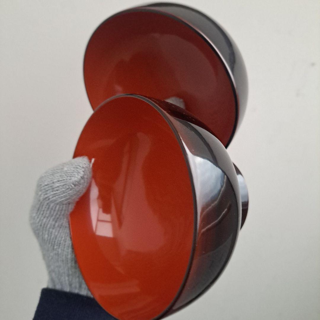 【輪島塗　合鹿椀/大椀×2客】布着本堅地 溜塗　未使用/長期保管品