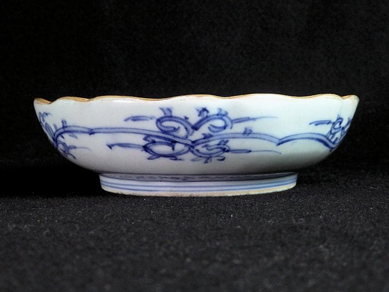 古伊万里　色絵　桃に花の図　膾皿　５客　N1556AS-CAw