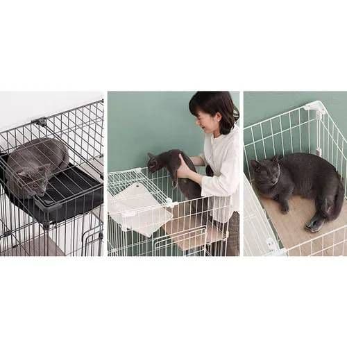 キャットケージ 2段 マットホワイト 幅69cm