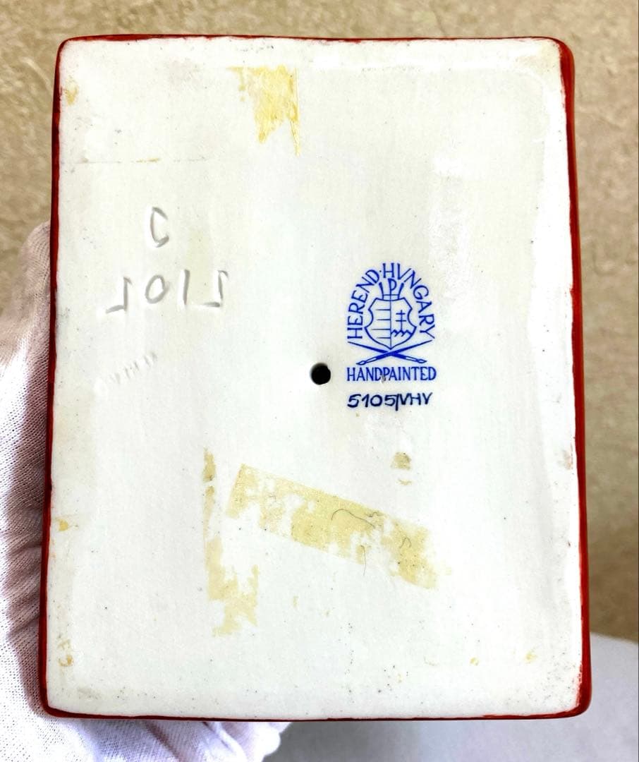 Herendふくろう約21cm鱗模様 金彩仕上げ手描フィギュリン ハンガリー製