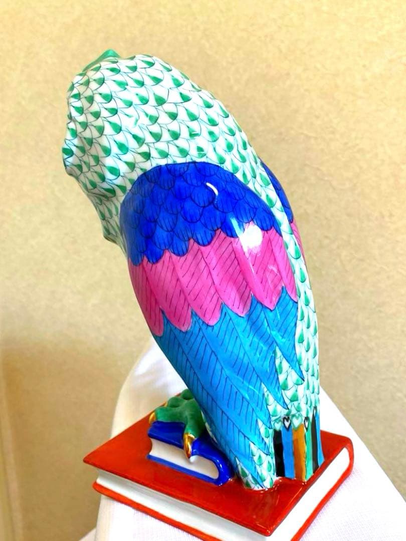 Herendふくろう約21cm鱗模様 金彩仕上げ手描フィギュリン ハンガリー製