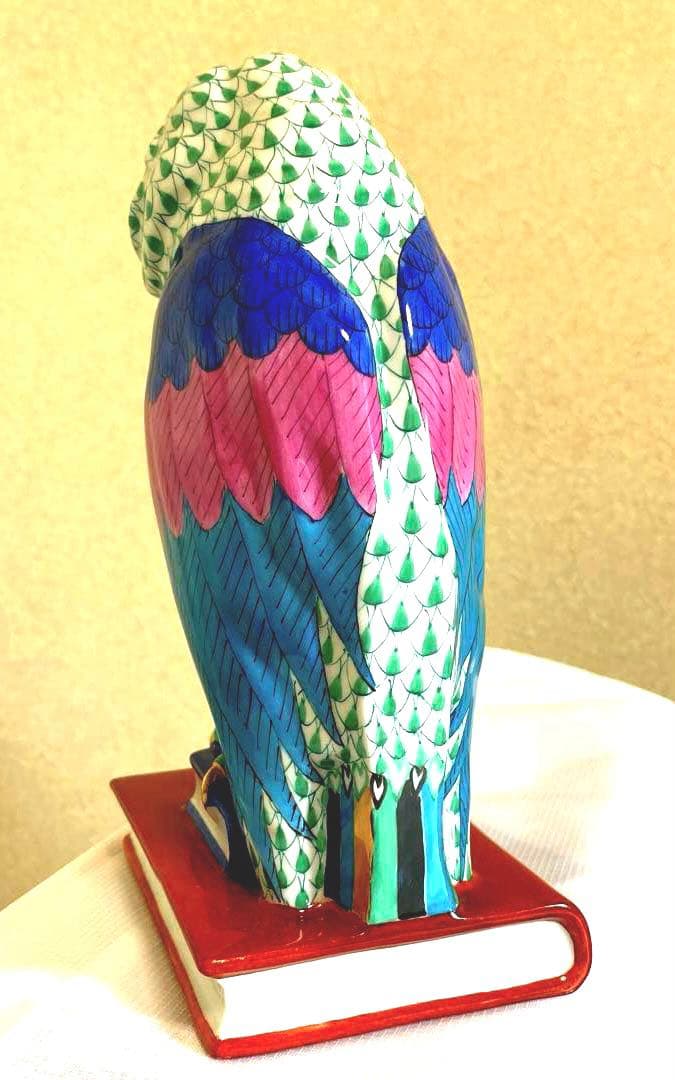 Herendふくろう約21cm鱗模様 金彩仕上げ手描フィギュリン ハンガリー製