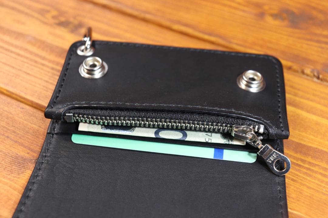 型押しクロコミニトラッカーウォレット　シルバー925アポロ コンチョ付き