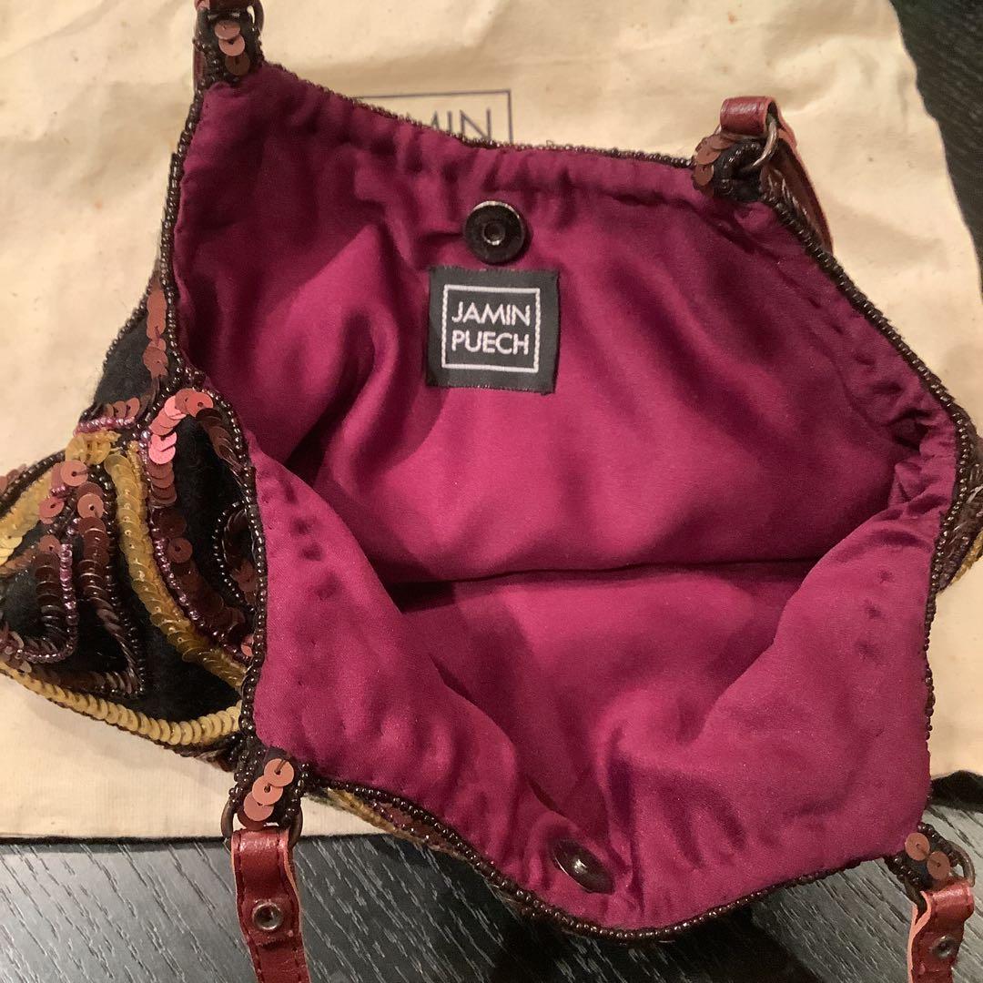 美品　JAMIN PUECH ハート型ビーズパーティーバッグ