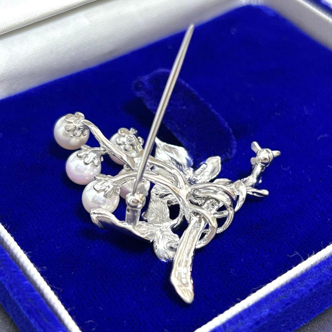 【美品】 ブローチ ぶどう 真珠 シルバー パール 保証書有り
