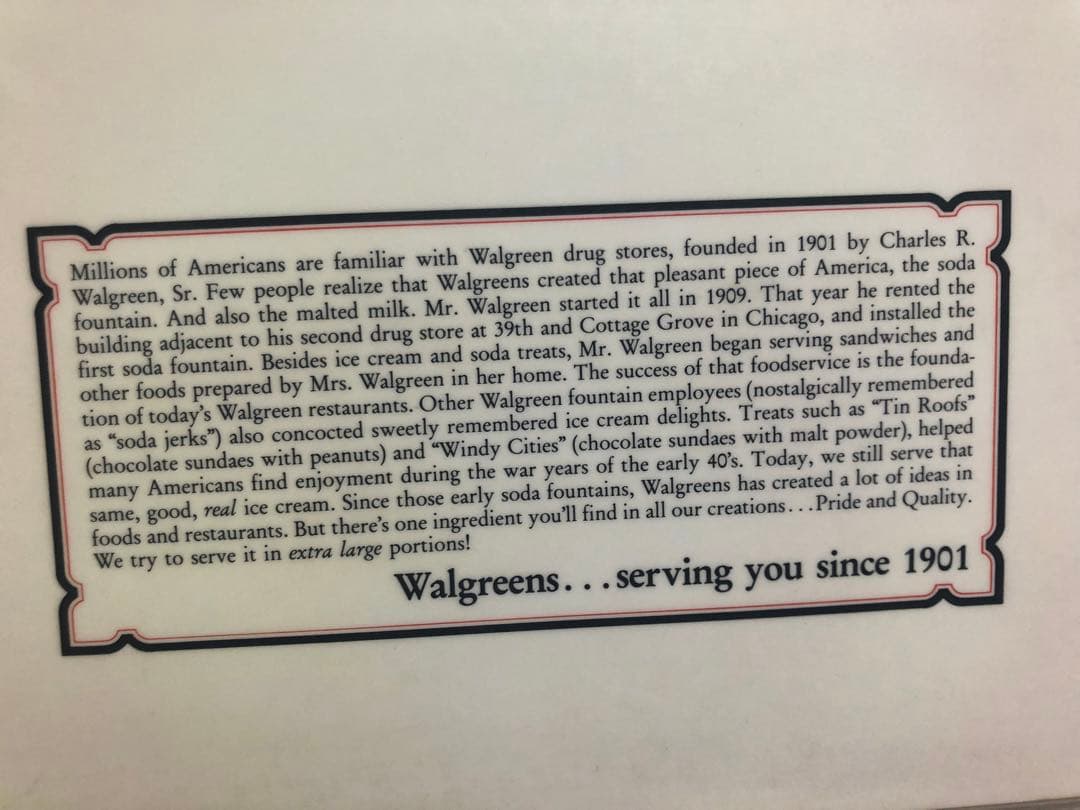 激レア！本物コカ・コーラ＊ダイナーレストランメニューWalgreen ビンテージ