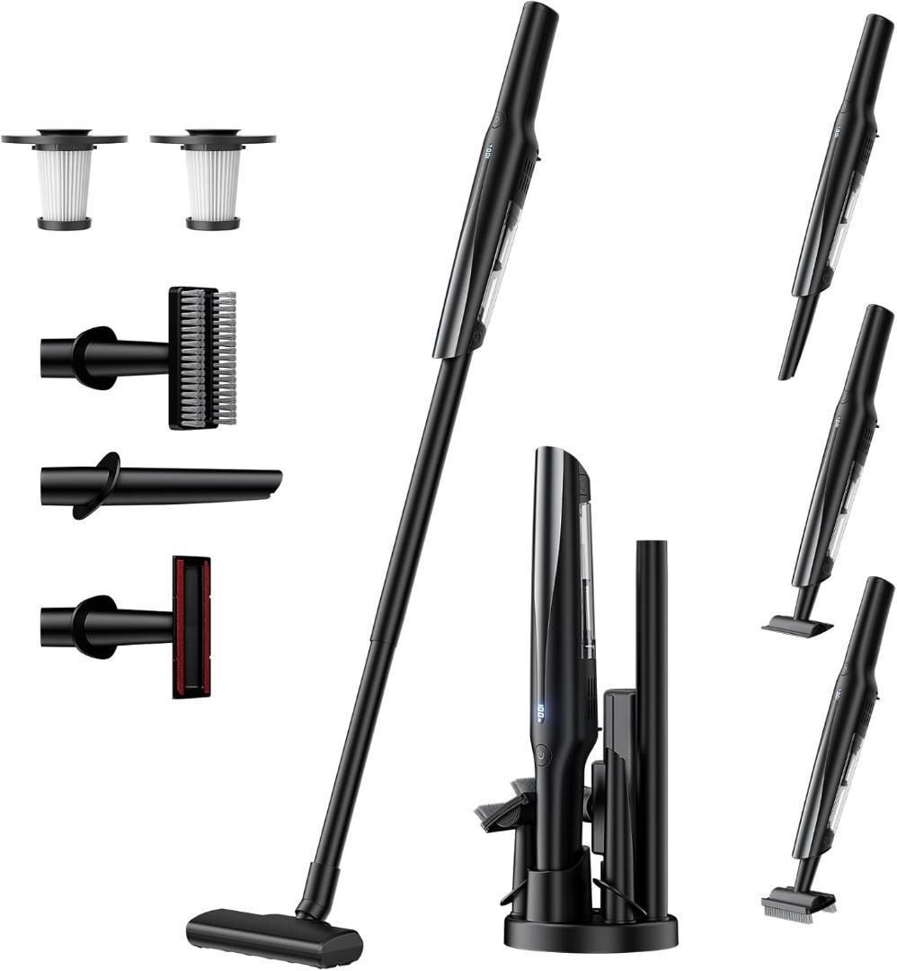 掃除機 コードレス 軽量【45000pa超強力吸引・45分連続稼働・収納＆充電