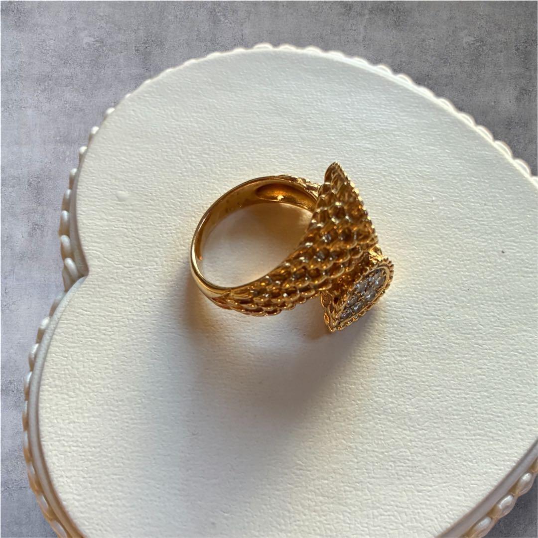 K18 セルペント 蛇モチーフ ダイヤリング バブル期 ヴィンテージ