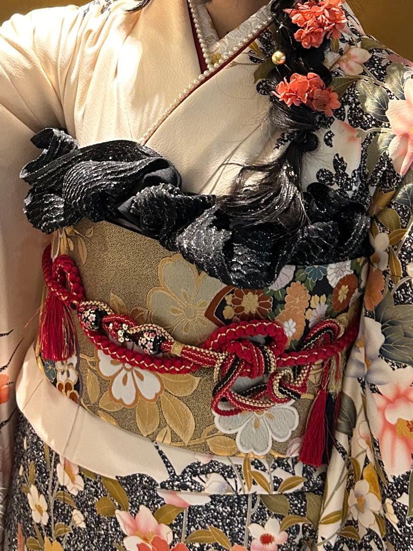 ラテ　 振り袖　ファー　バックのセット