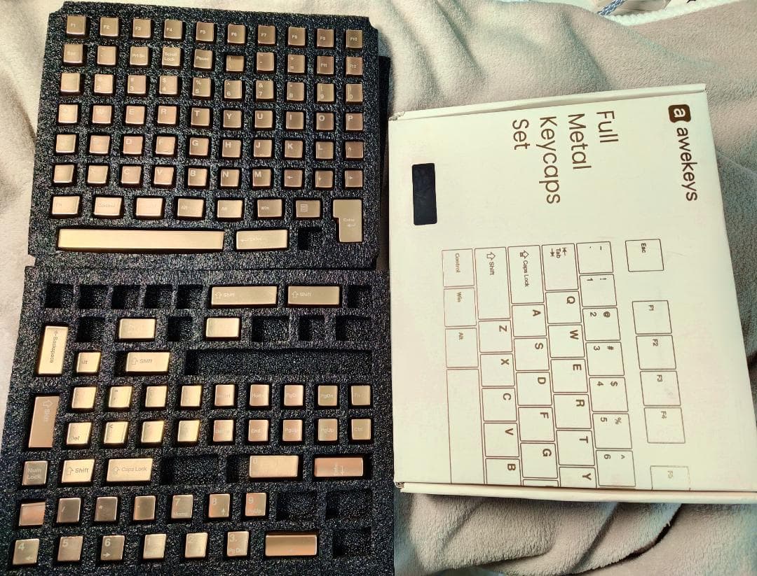 awekeys satin goldフルメタルキーキャップセット