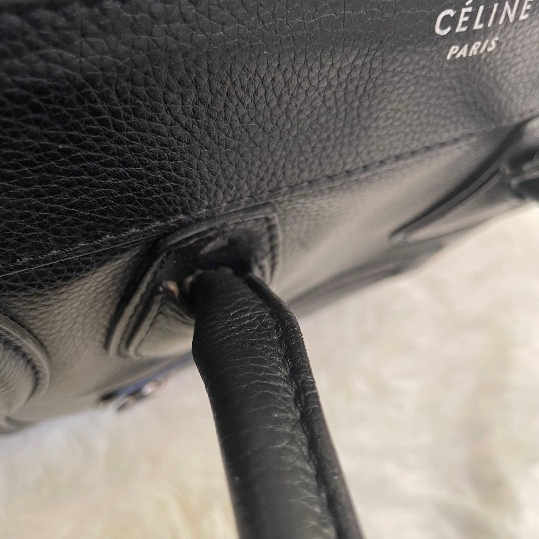 CELINE ラゲージ マイクロショッパー ハンドバッグ レザー 本革 ブラック