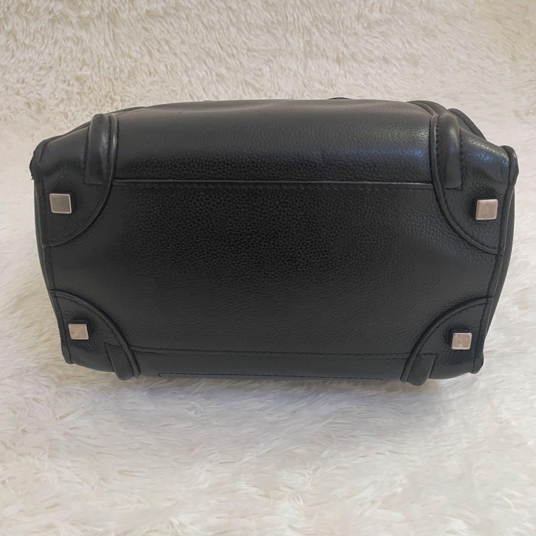 CELINE ラゲージ マイクロショッパー ハンドバッグ レザー 本革 ブラック