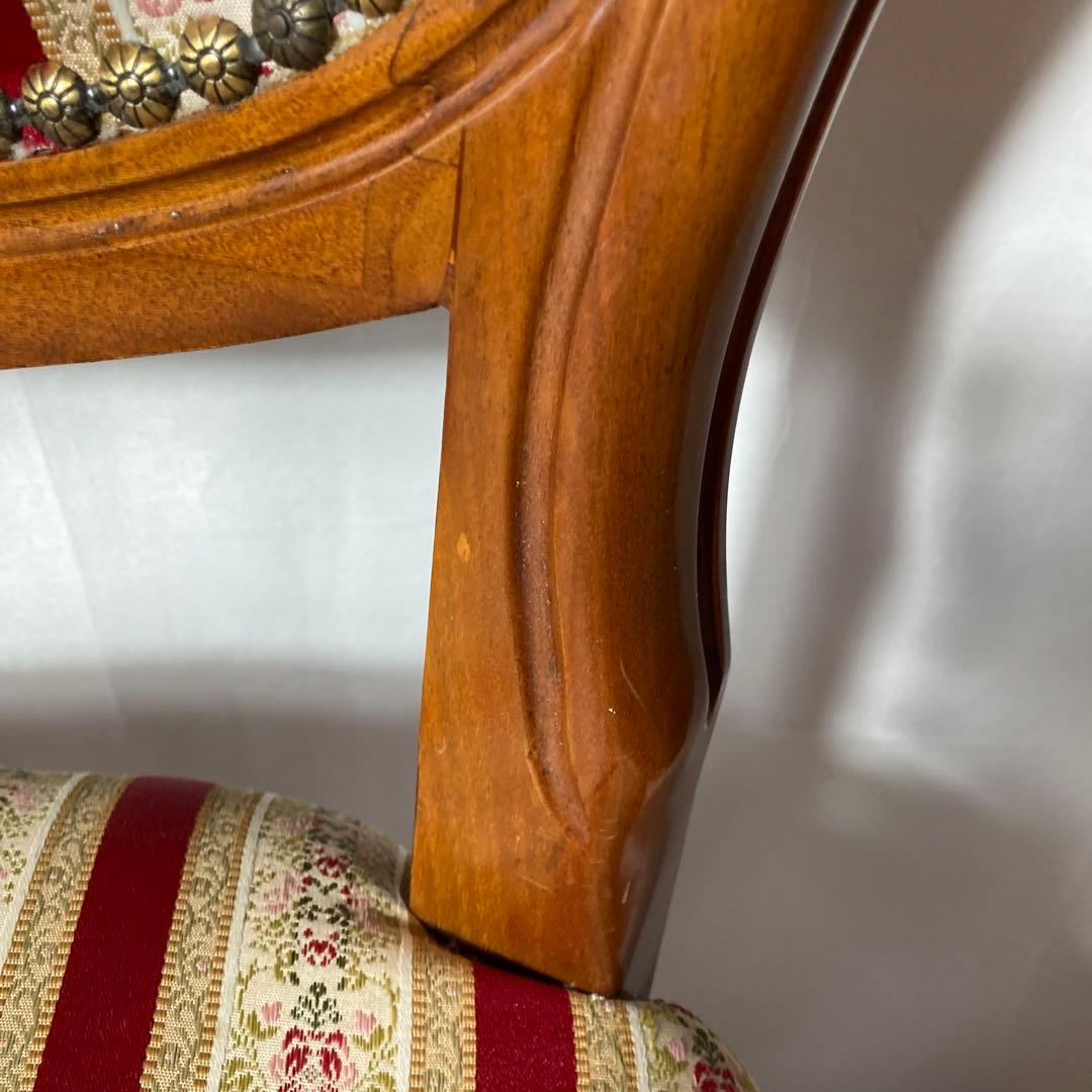 高級イタリア製❗️ダイニングチェア　ストライプ　アンティーク調　木製椅子