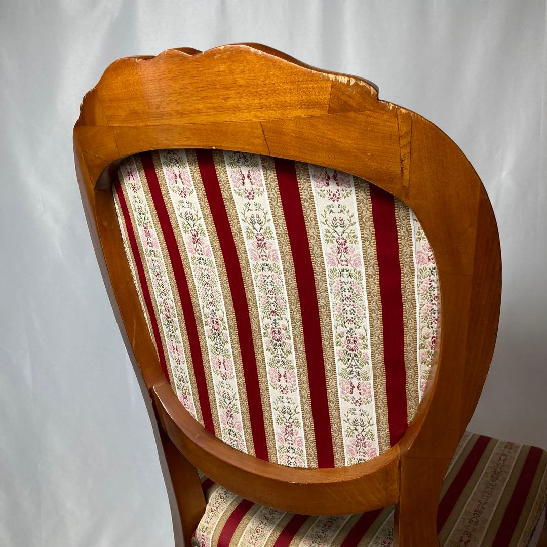 高級イタリア製❗️ダイニングチェア　ストライプ　アンティーク調　木製椅子