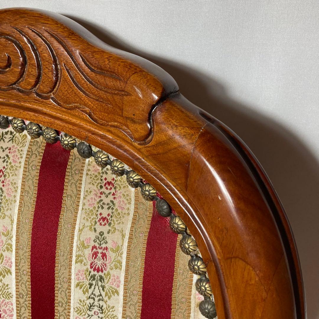 高級イタリア製❗️ダイニングチェア　ストライプ　アンティーク調　木製椅子