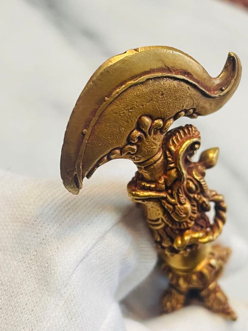 チベット密教　新品 カルタリ刀 10センチ 金メッキ　龍　金剛杵 683