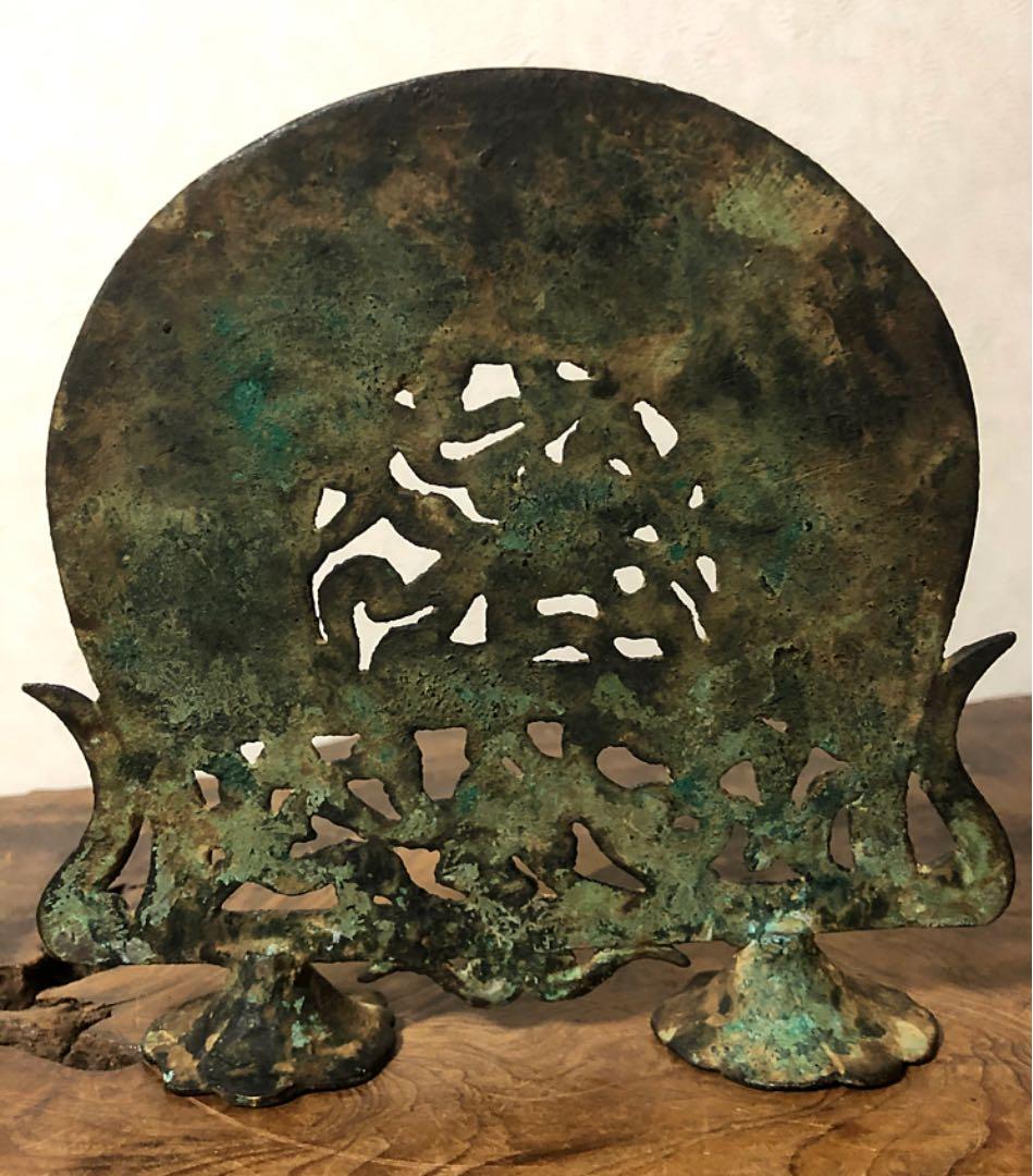 中国美術 獅子龍刻 古青銅 硯屏