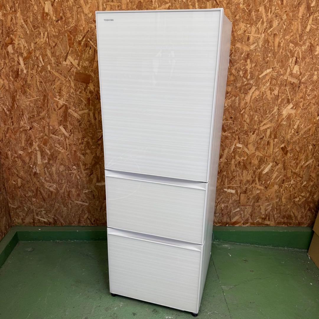 326 東芝　大型冷蔵庫　300L強　小型　家庭用　自動製氷　3ドア　右開き