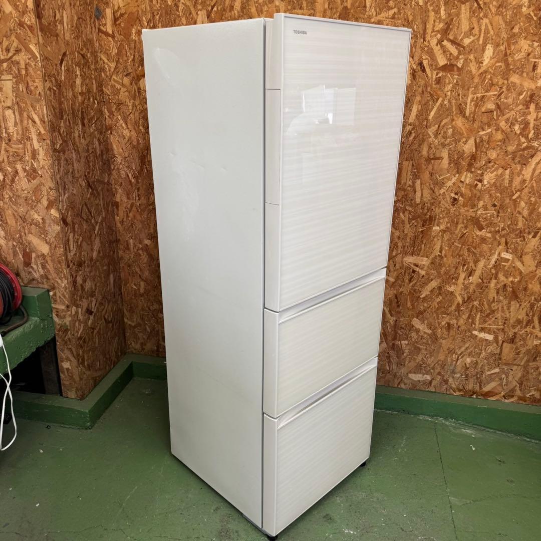 326 東芝　大型冷蔵庫　300L強　小型　家庭用　自動製氷　3ドア　右開き